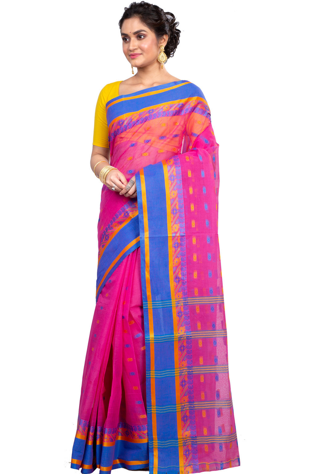 Pink Pure Cotton ToraPar Tant Saree (880)